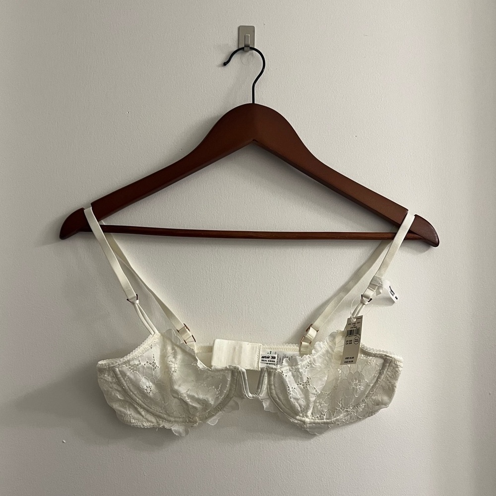 ivory lace sheer balconette bra